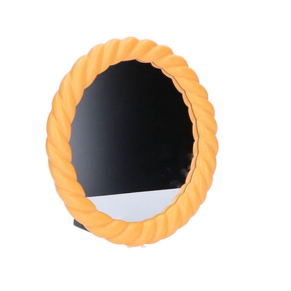 Spiegel - plastic - rond - oranje - 19cm