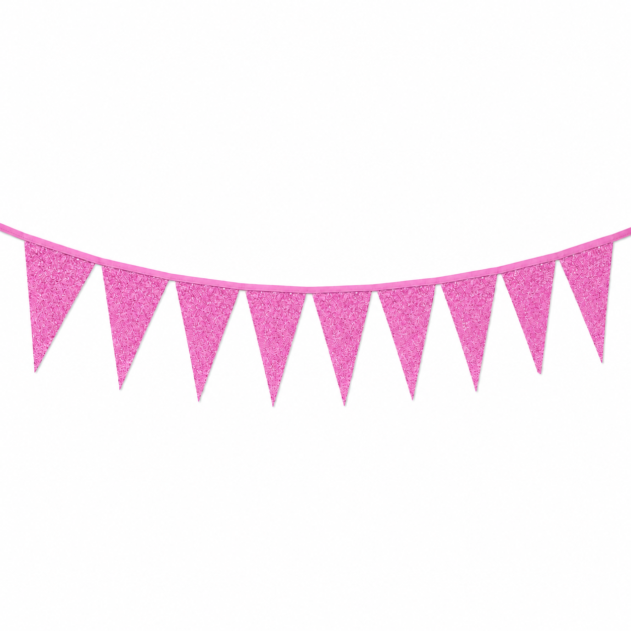 Vlaggenlijn glitter fel roze groot - 6m (10 vlaggen)