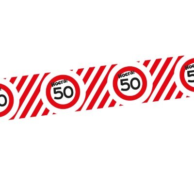 Afzetlint - 50 jaar - rood/wit - 10m