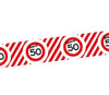 Afzetlint - 50 jaar - rood/wit - 10m