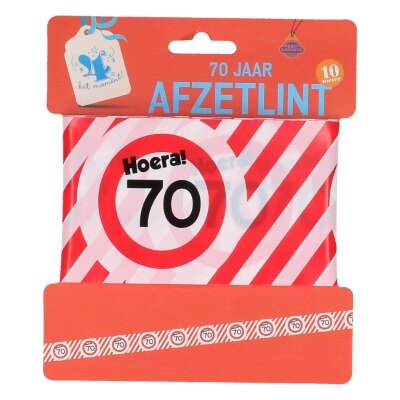 Afzetlint - 70 jaar - rood/wit - 10m