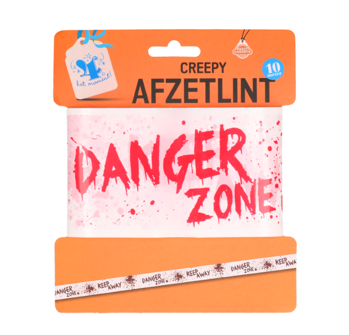 Afzetlint - Halloween - Creepy - rood/wit - 10m