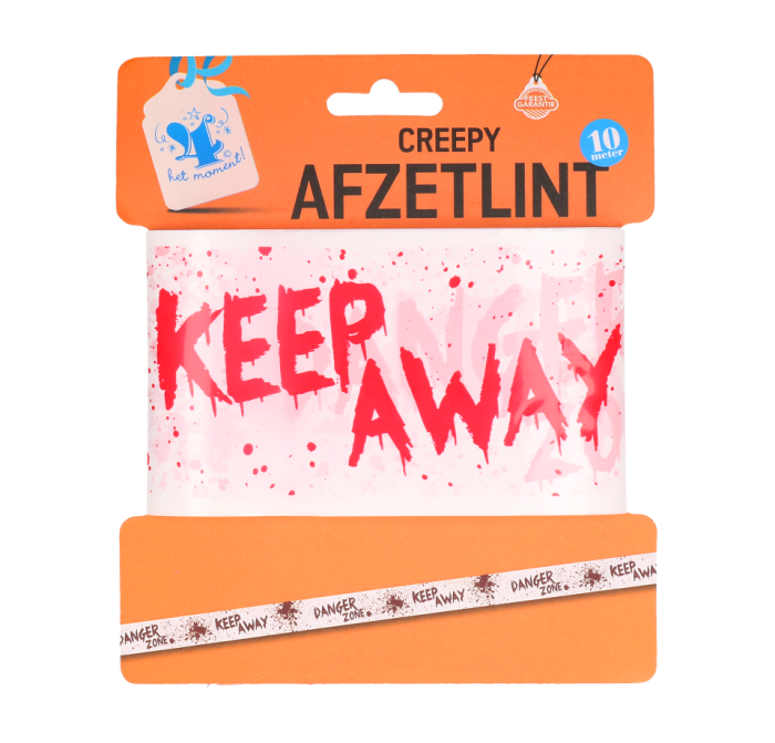 Afzetlint - Halloween - Creepy - rood/wit - 10m