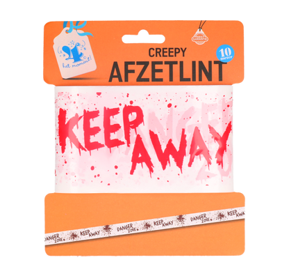 Afzetlint - Halloween - Creepy - rood/wit - 10m