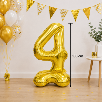 Folieballon staand - XXL - Goud - nummer 4 (103 cm)