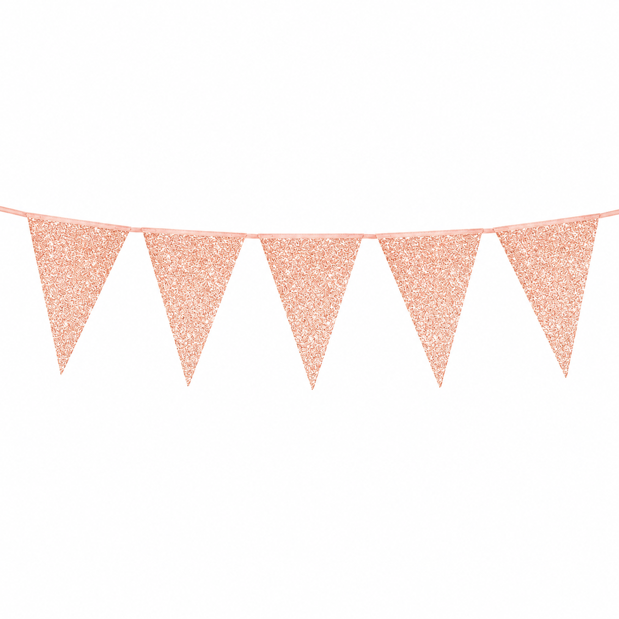 Vlaggenlijn glitter roségoud groot - 6m (10 vlaggen)