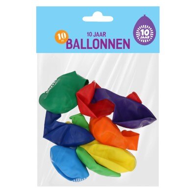 Ballonnen - 10 jaar - meerkleurig - 10 stuks