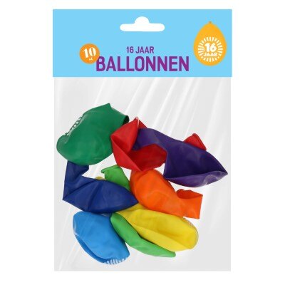 Ballonnen - 16 jaar - meerkleurig - 10 stuks