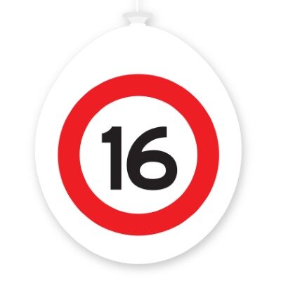 Ballonnen - 16 jaar - rood/wit - 10 stuks