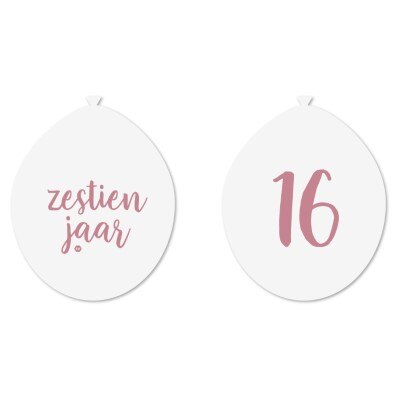 Ballonnen - 16 jaar - wit/roségoud - 10 stuks