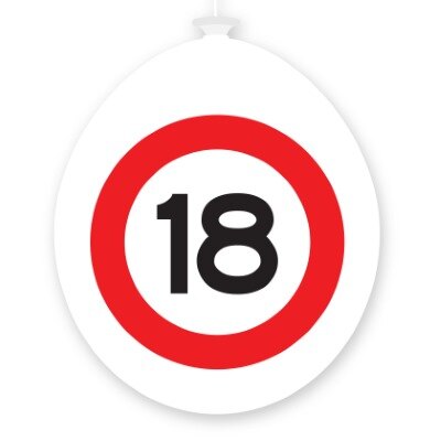 Ballonnen - 18 jaar - rood/wit - 10 stuks