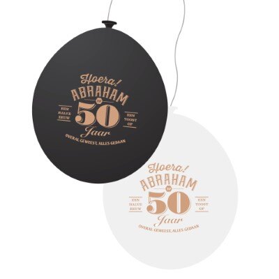 Ballonnen - Abraham - 50 jaar - zwart/wit - 8 jaar