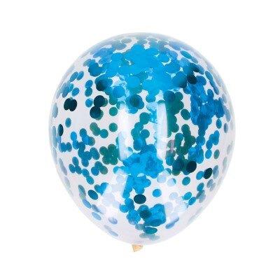 Ballonnen - confetti - metallic - blauw - 30cm - 5 stuks