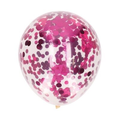Ballonnen - confetti - metallic - roze - 30cm - 5 stuks
