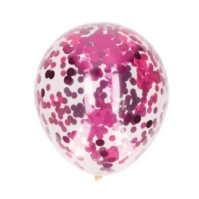 Ballonnen - confetti - transparant/roze - 5 stuks