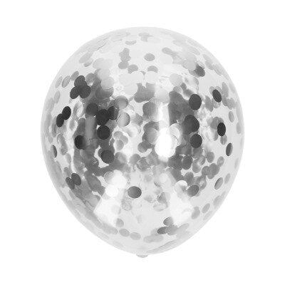 Ballonnen - confetti - transparant/zilver - 5 stuks