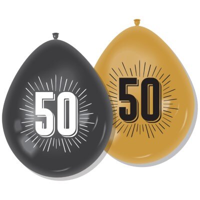 Ballonnen - golden years - 50 jaar - zwart/goud - 8 stuks
