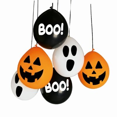 Ballonnen - Halloween - pompoen/spook/booh! - wit/oranje/zwart - 6 stuks
