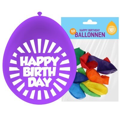 Ballonnen - Happy birthday - meerkleurig - 10 stuks