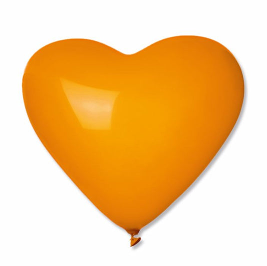 Ballonnen - hart - oranje - 30cm - 5 stuks