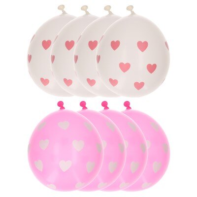 Ballonnen - hartjes - roze/wit - 8 stuks