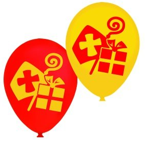 Ballonnen - Sinterklaas - rood/geel - 12 stuks
