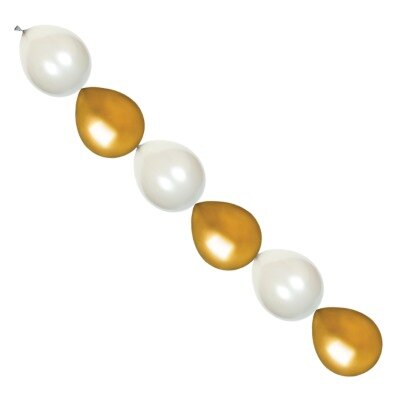 Ballonnen - slinger - metallic - wit/goud - 10 stuks