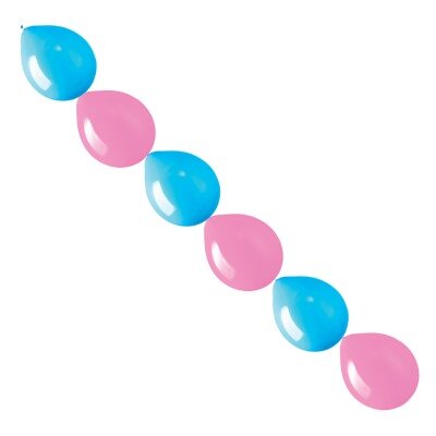 Ballonnen - slinger - roze/blauw - 15cm - 10 stuks