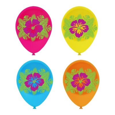 Ballonnen - tropical - bloemen - meerkleurig - 12 stuks