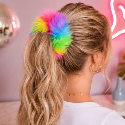 Scrunchie fluffy meerkleurig