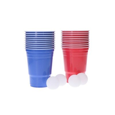 Beer pong - set - compleet - 20 bekers - rood/blauw - 4 ballen