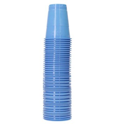 Bekers - plastic - blauw - 200ml - 50 stuks