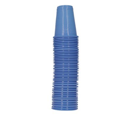 Bekers - plastic - blauw - 200ml - 50 stuks
