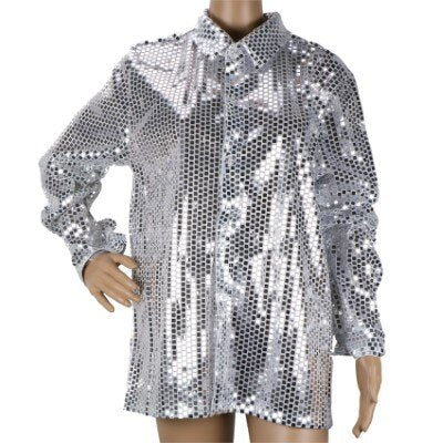 Blouse - disco - zilver - dames - maat L/XL