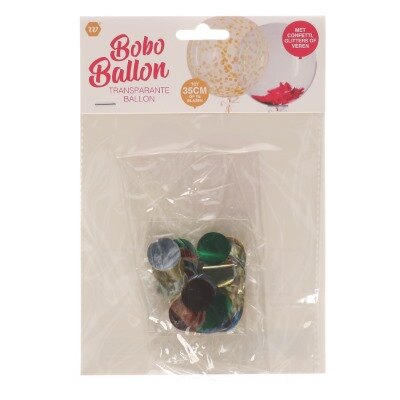 Bobo ballon - confetti - metallic - meerkleurig - max. 35cm