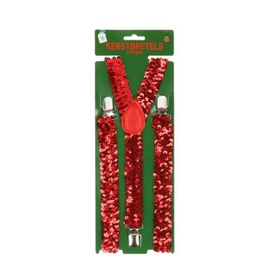 Bretels - Kerst - pailletten - rood