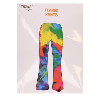 Broek flared tie-dye regenboog dames maat L/XL