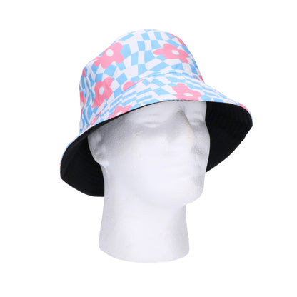 Bucket hoed - bloemen - wit/blauw/roze
