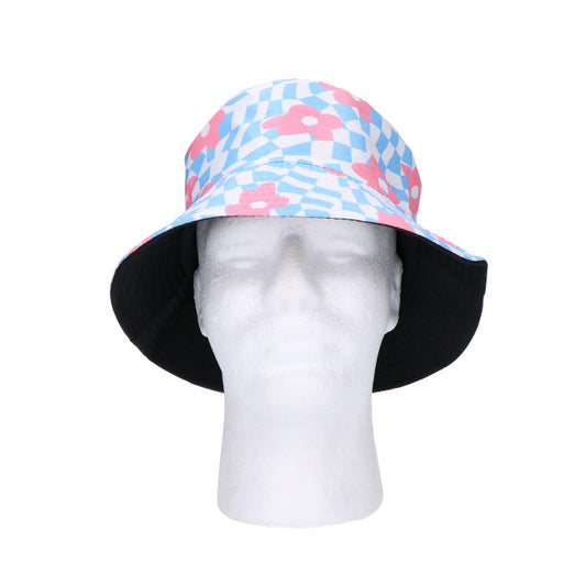 Bucket hoed - bloemen - wit/blauw/roze