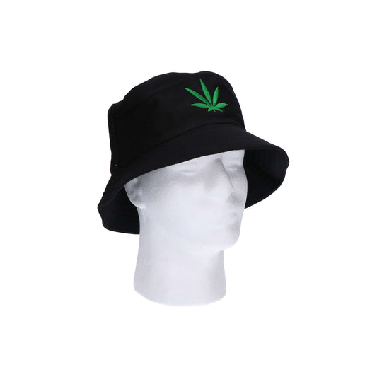 Bucket hoed - cannabis - zwart