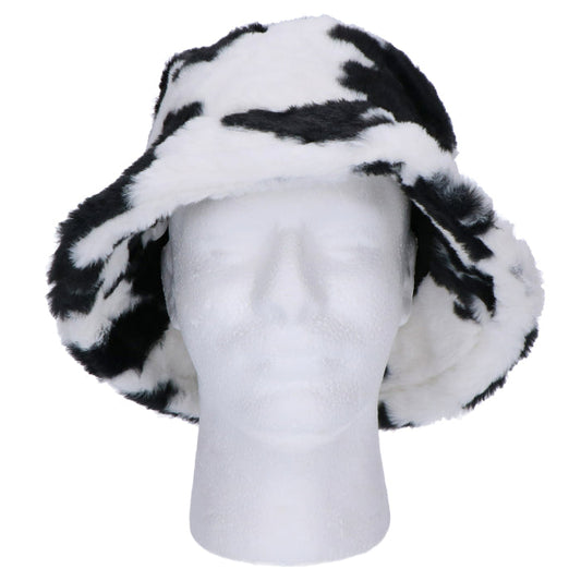Bucket hoed - koeienprint - fluffy
