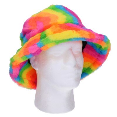 Buckethoed - regenboog - fluffy