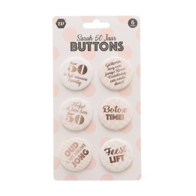 Buttons - Sarah - 50 jaar - roségoud - 6 stuks