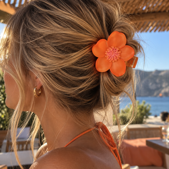 Haarclip bloem oranje