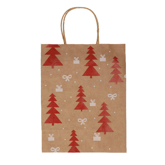 Cadeautas - Kerstboom - kraft - 27x21x11cm