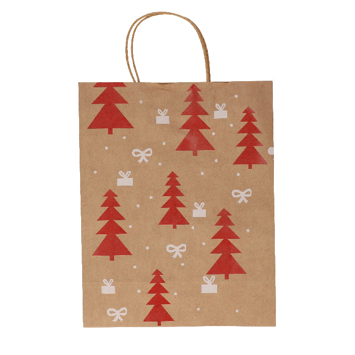 Cadeautas - Kerstboom - kraft - 33x6x12cm