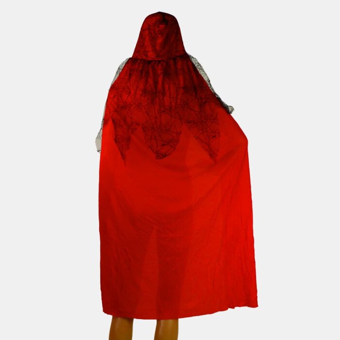 Cape - Halloween - spinnenweb - rood - one size