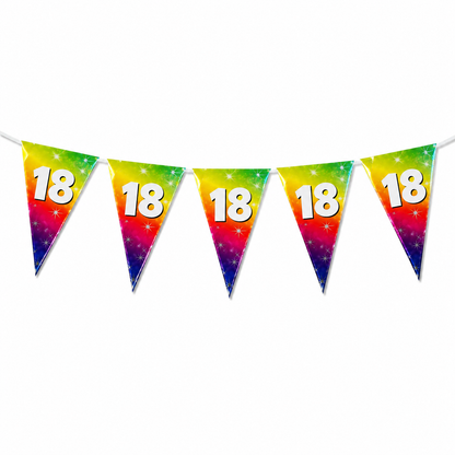 Vlaggenlijn regenboog 18 jaar - 6m (15 vlaggen)