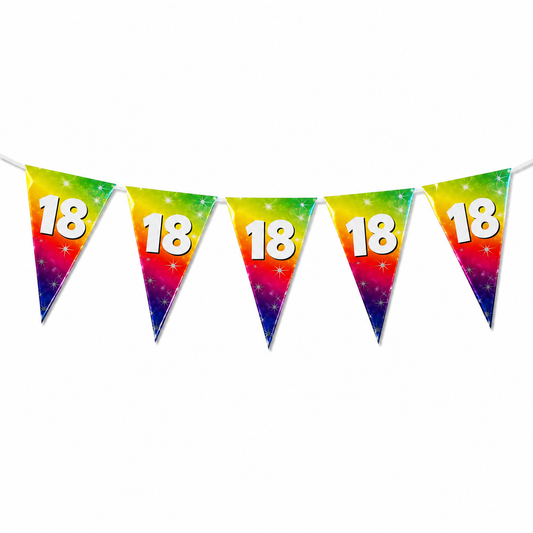 Vlaggenlijn regenboog 18 jaar - 6m (15 vlaggen)