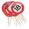 Cocktailprikkers - 18 jaar - rood/wit - 12 stuks